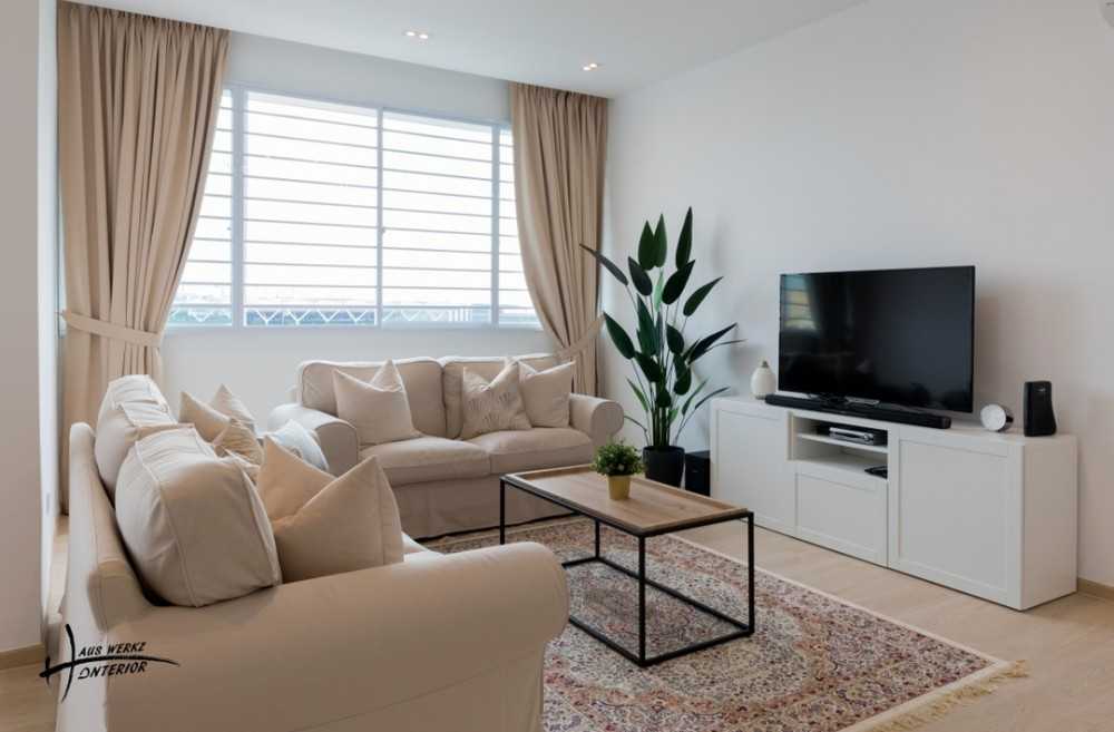 Scandinavian Living Room with Vinyl Flooring and TV Console