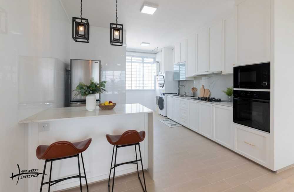 Scandinavian Kitchen with Countertop and Kitchen Island