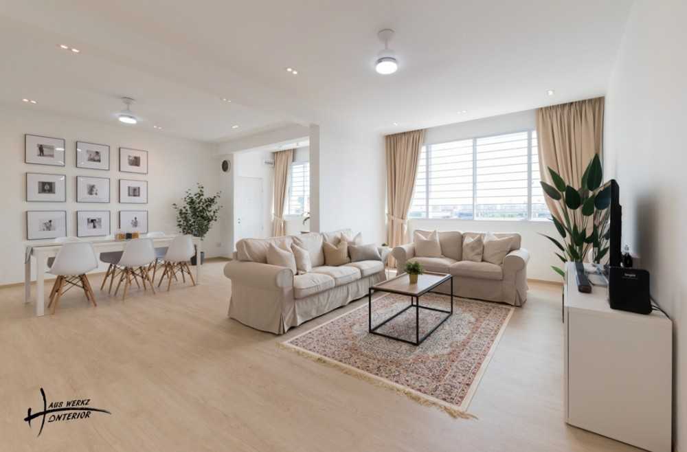 Scandinavian Living Room with Vinyl Flooring and Feature Wall