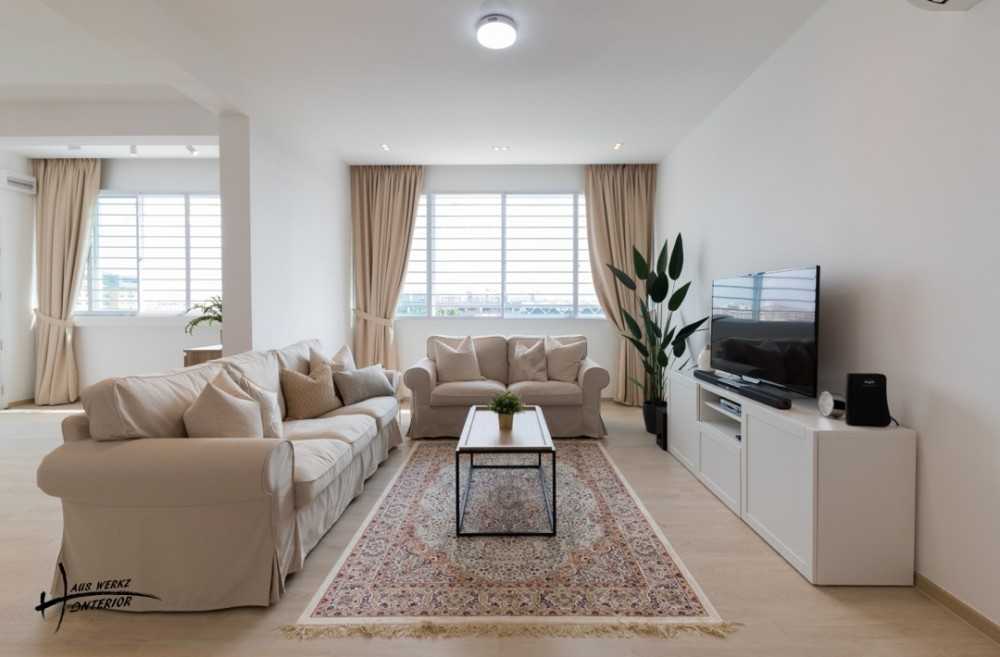 Scandinavian Living Room with Vinyl Flooring and TV Console