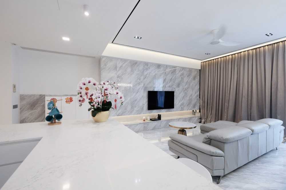 Modern Pantry with Kitchen Island and Tableware