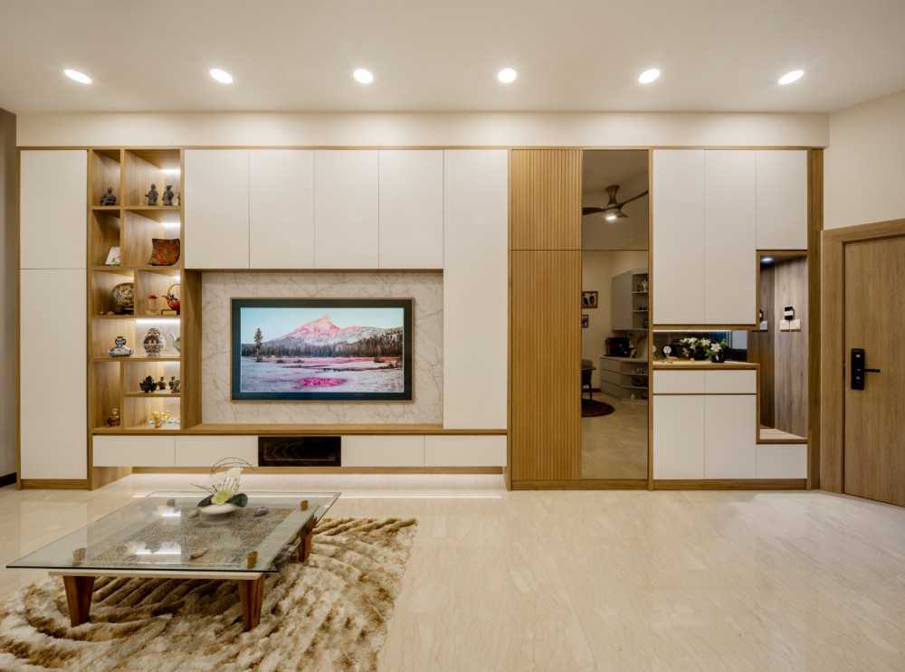 Modern Living Room with TV Console and Feature Wall