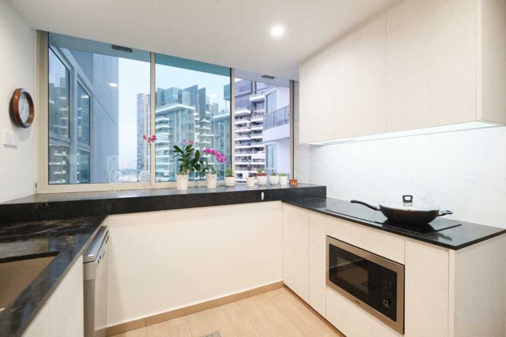 Modern Kitchen with Countertop and Kitchen Backsplash