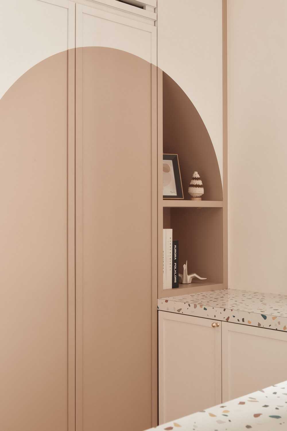Scandinavian Workstation with Bookshelf and Storage Cabinets