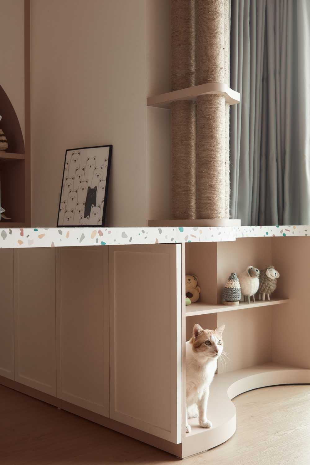 Scandinavian Workstation with Computer Table and Pets