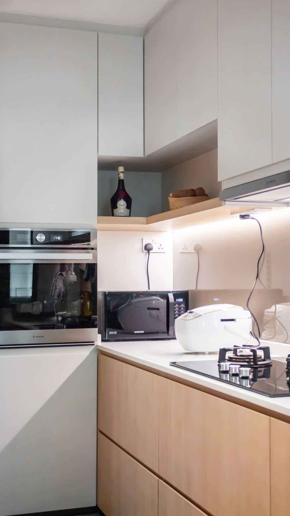 Scandinavian Kitchen with Countertop and Kitchen Backsplash