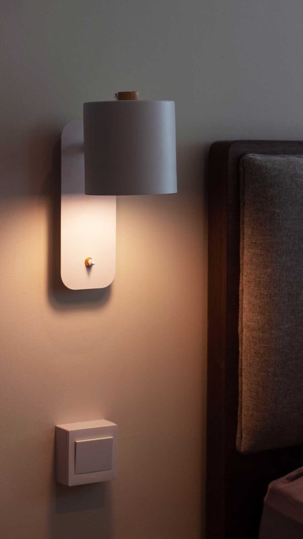 Scandinavian Bedroom with Bed and Lighting