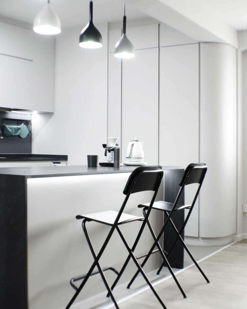 Minimalist Kitchen with Countertop and Kitchen Island