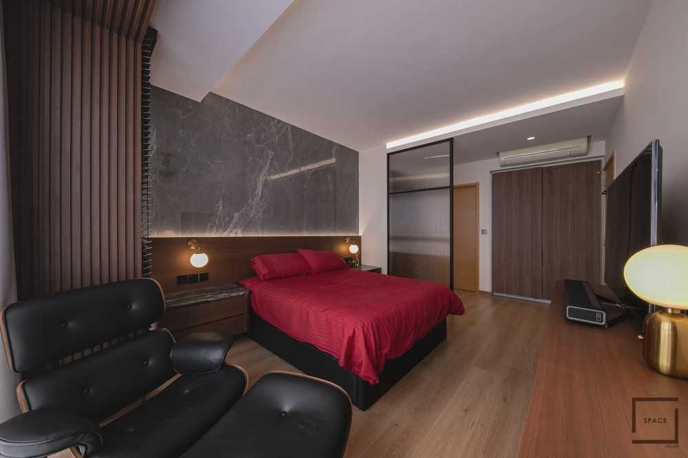 Contemporary Bedroom with Vinyl Flooring and Cove Lighting