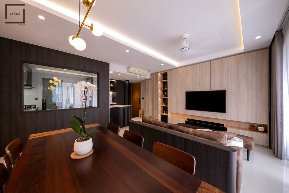 Contemporary Living Room with TV Console and Feature Wall