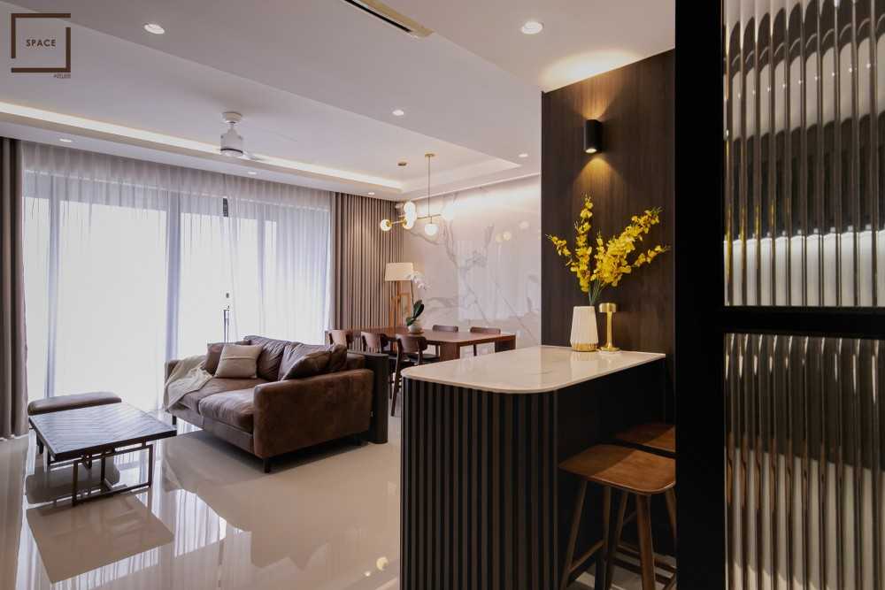 Contemporary Living Room with TV Console and Feature Wall