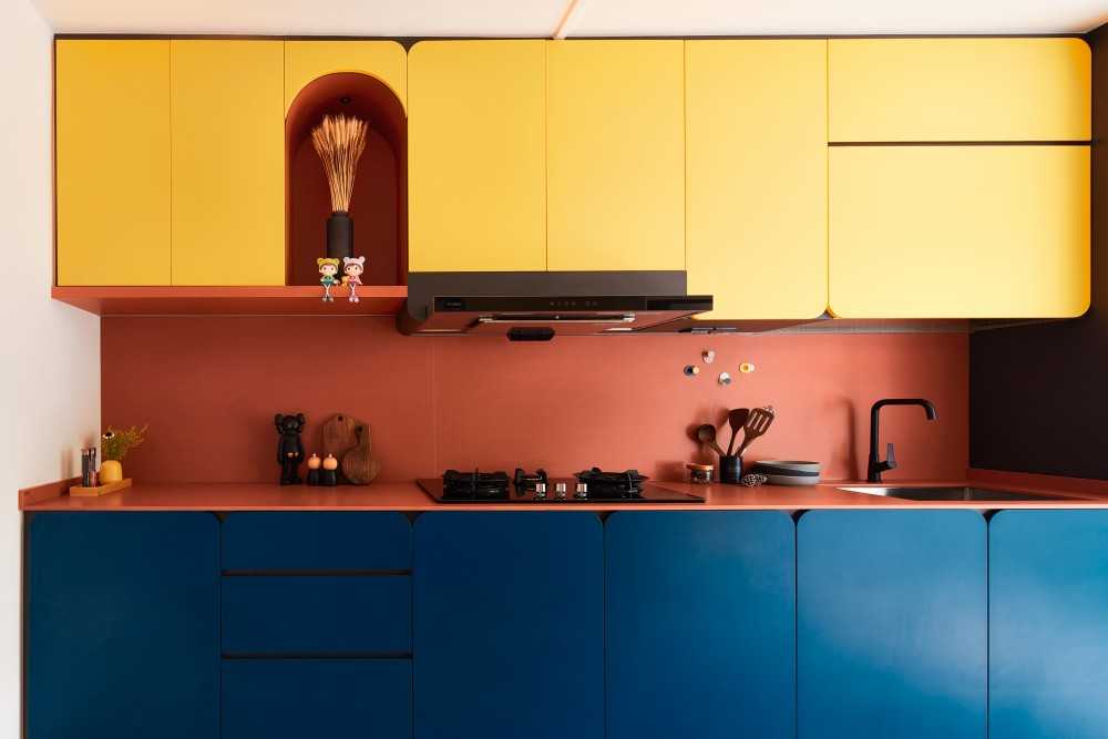Eclectic Kitchen with Countertop and Kitchen Backsplash