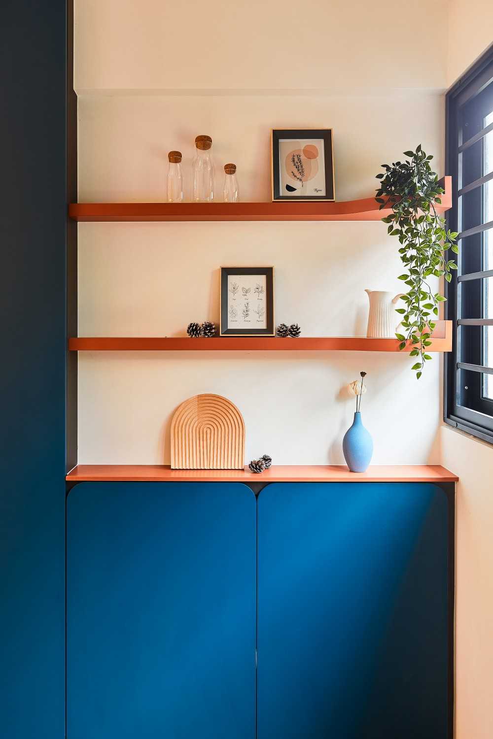 Eclectic Kitchen with Kitchen Window and Cupboard
