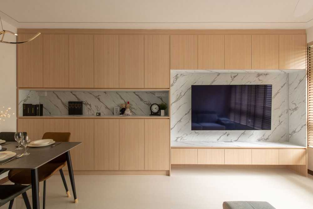 Modern Living Room with TV Console and Feature Wall