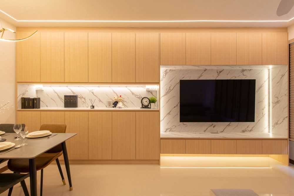 Modern Living Room with TV Console and Feature Wall