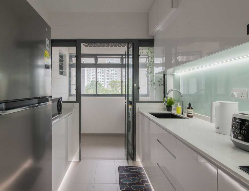 Scandinavian Kitchen with Countertop and Kitchen Window