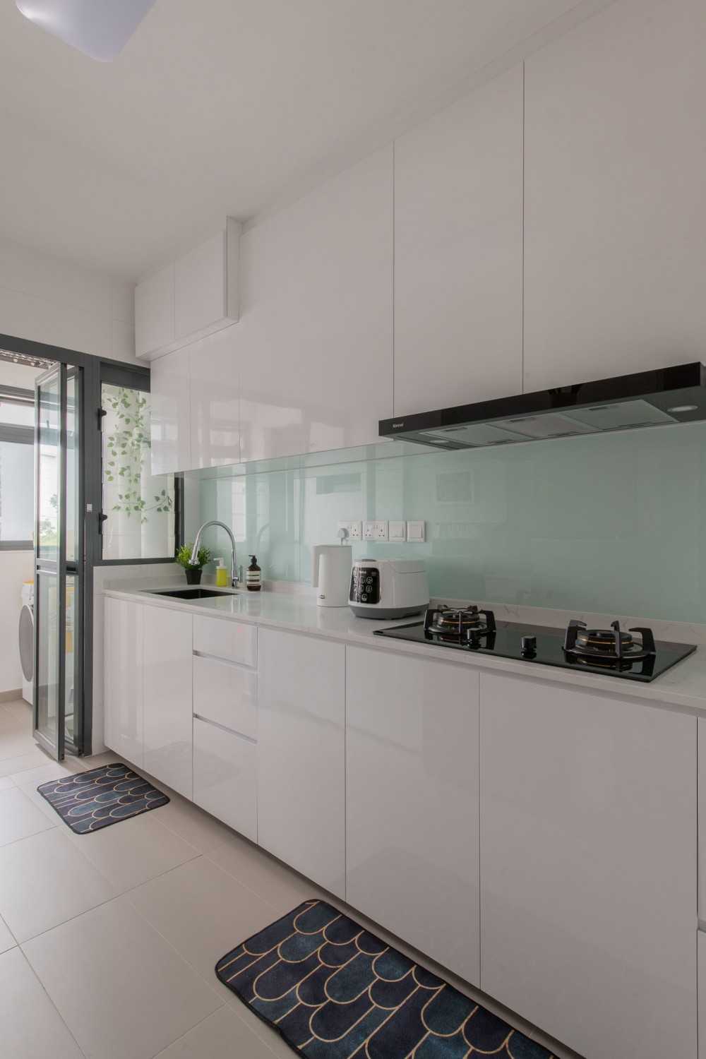 Scandinavian Kitchen with Countertop and Kitchen Window