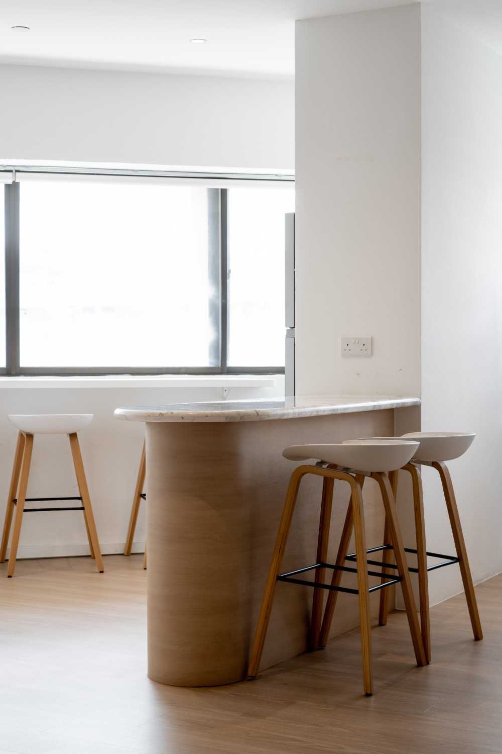 Contemporary Office with Bar Counter and Desk Chairs