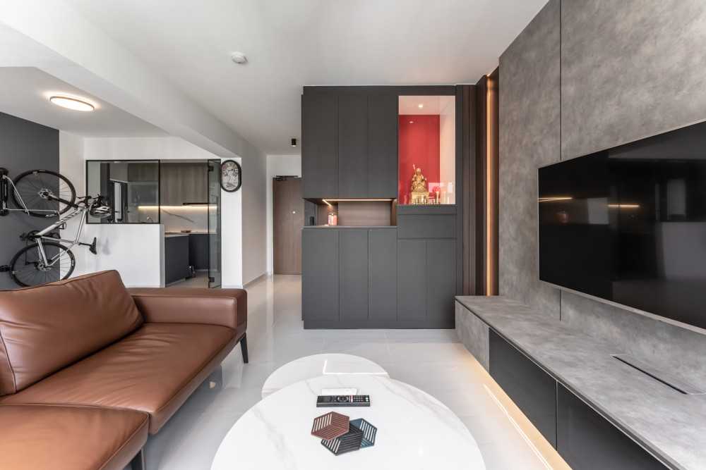Modern Living Room with TV Console and Feature Wall