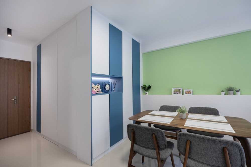 Modern Dining Room with Dining Table and Storage Cabinets