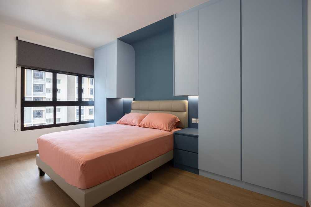 Modern Bedroom with Wardrobe and Bedside Table