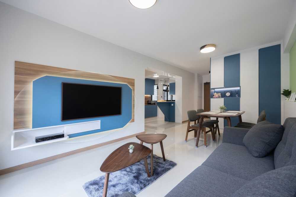 Modern Living Room with TV Console and Display Cabinets