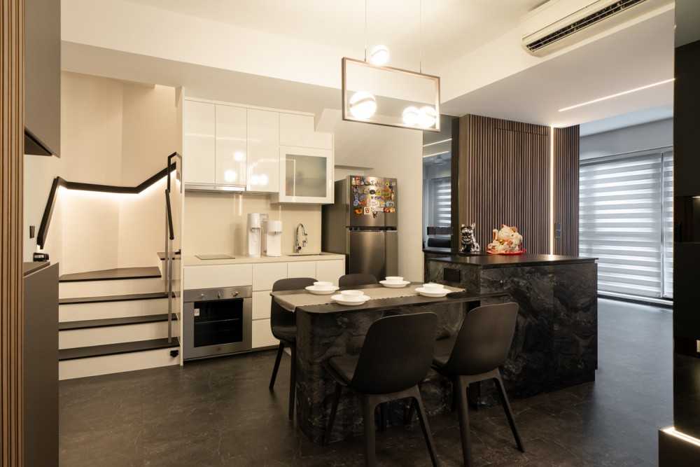 Modern Dining Room with Drop Light and Cove Lighting