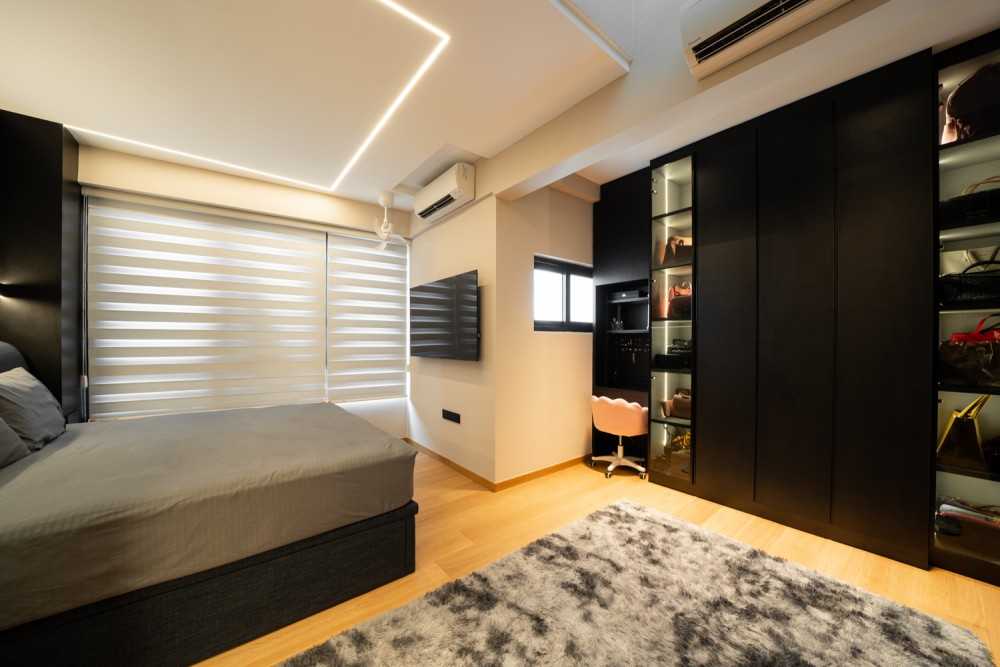 Modern Bedroom with Vinyl Flooring and Wardrobe