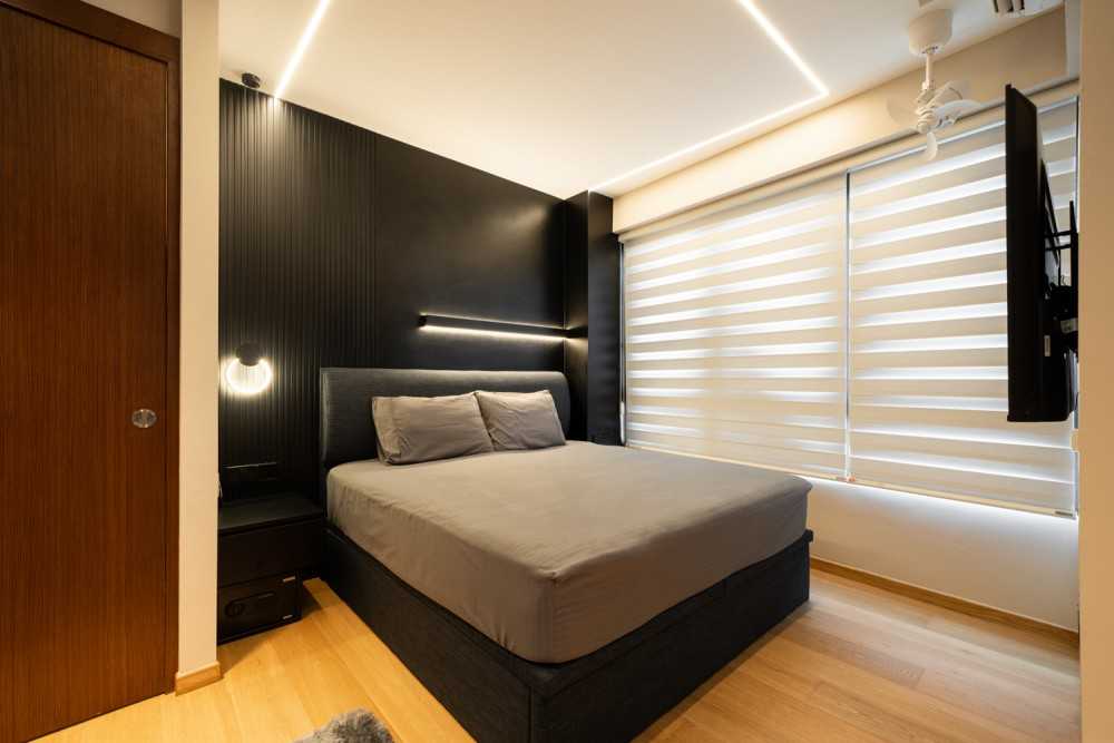 Modern Bedroom with Vinyl Flooring and Wood Flooring