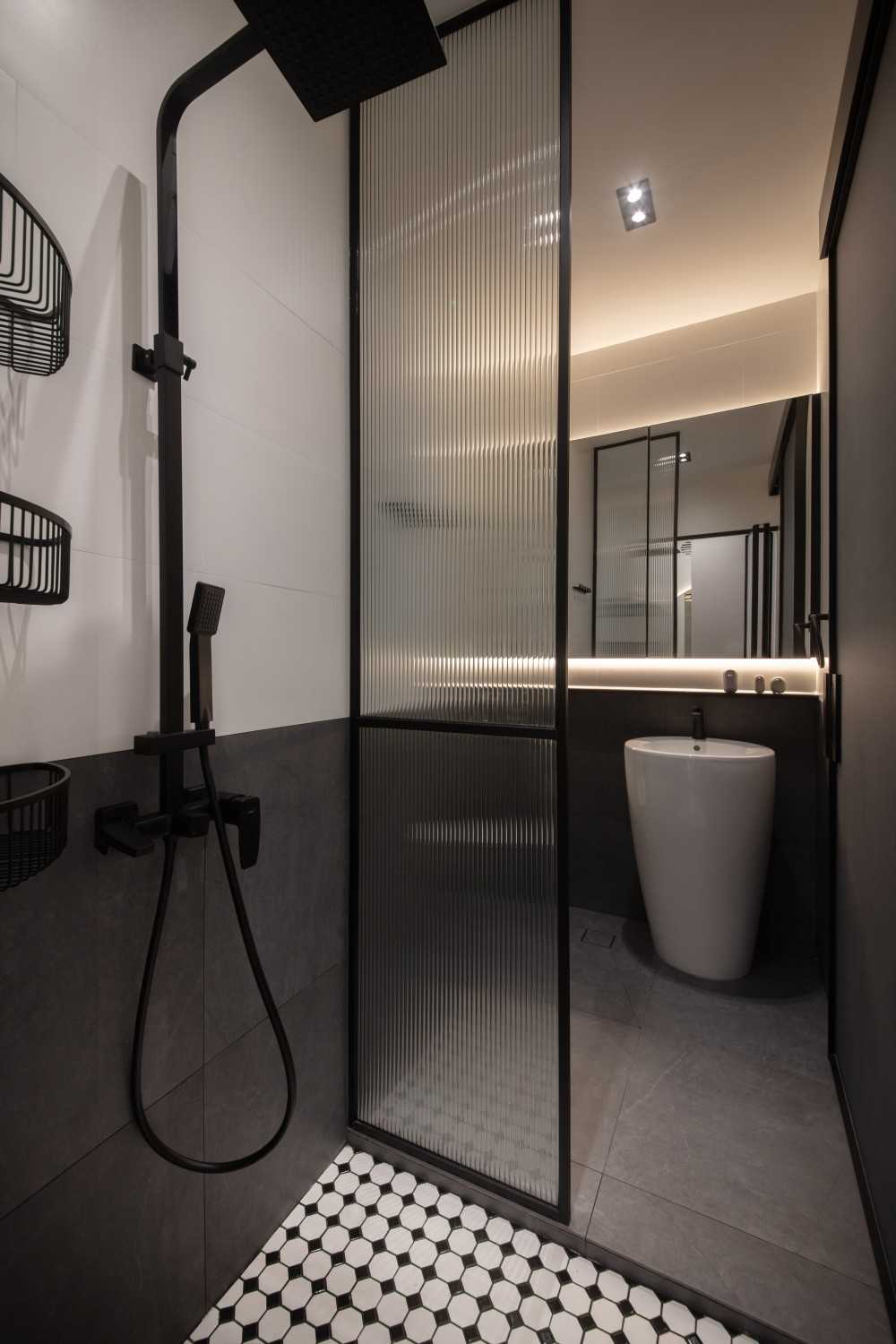 Modern Bathroom with Mirror and Shower Screen