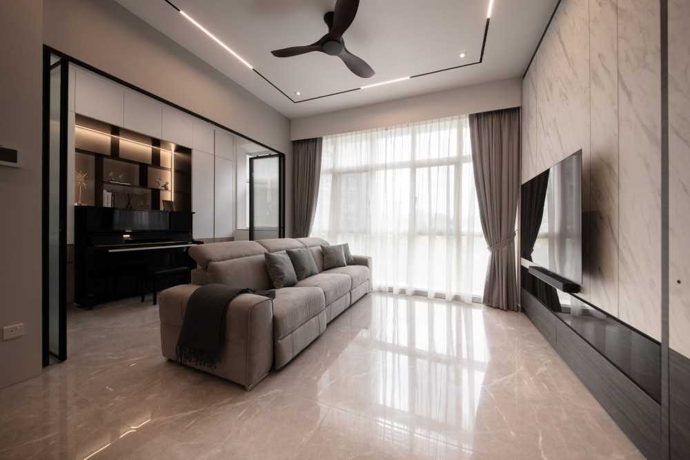 Modern Living Room with Feature Wall and Cove Lighting