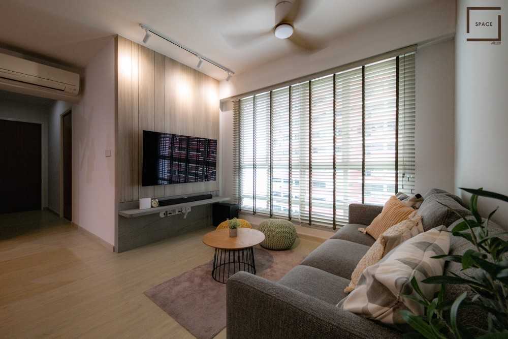 Modern Living Room with TV Console and Carpet
