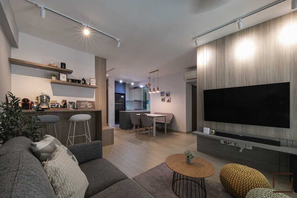 Modern Living Room with Vinyl Flooring and TV Console