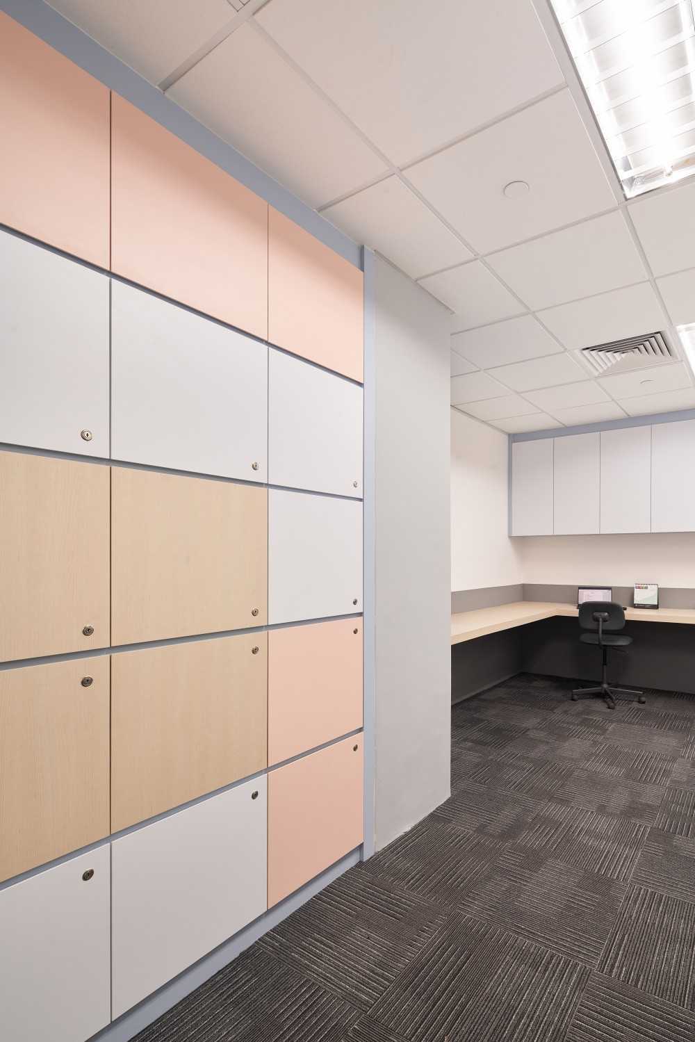 Scandinavian Office with Storage Cabinets and Small Storage