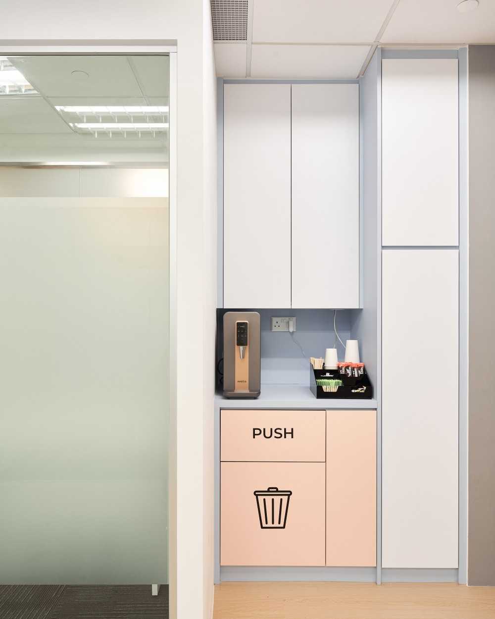 Scandinavian Pantry with Drinkware and Storage Cabinets