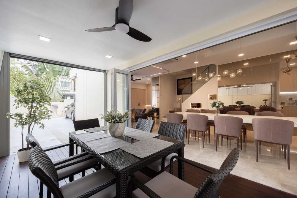Modern Dining Room with Dining Table and Outdoor Table