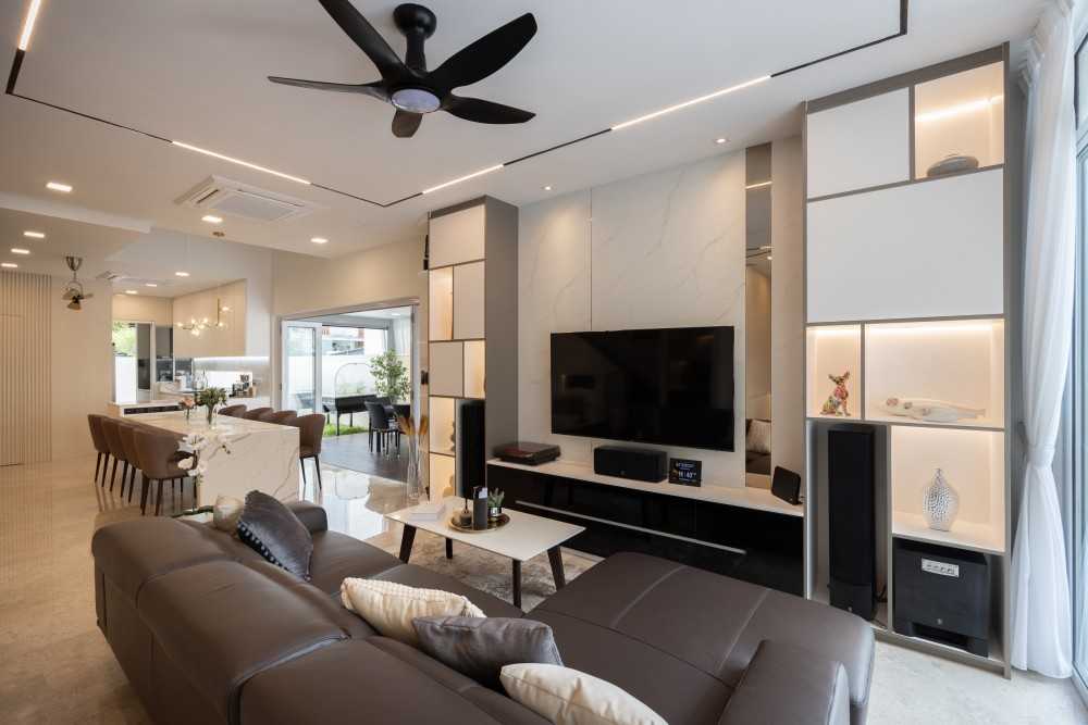 Modern Living Room with TV Console and Feature Wall