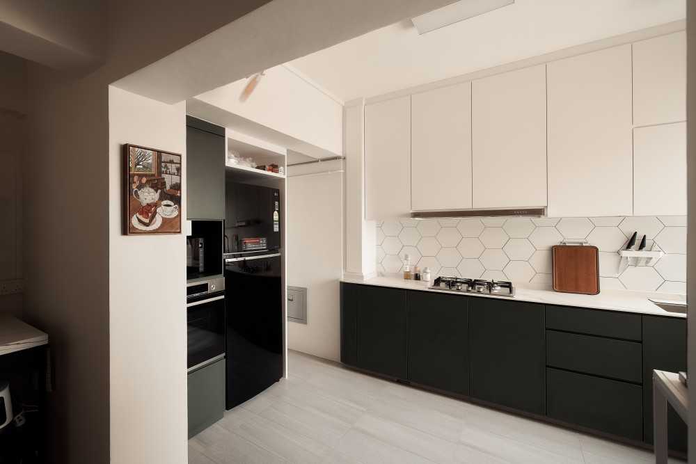 Scandinavian Kitchen with Kitchen Backsplash and Kitchen Cabinets