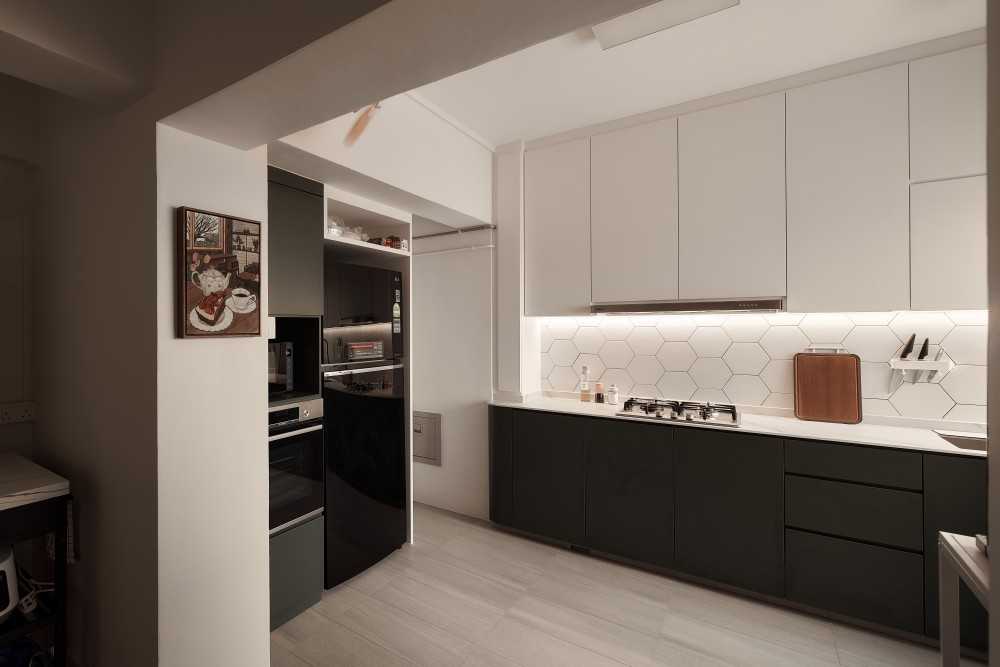 Scandinavian Kitchen with Kitchen Backsplash and Kitchen Cabinets