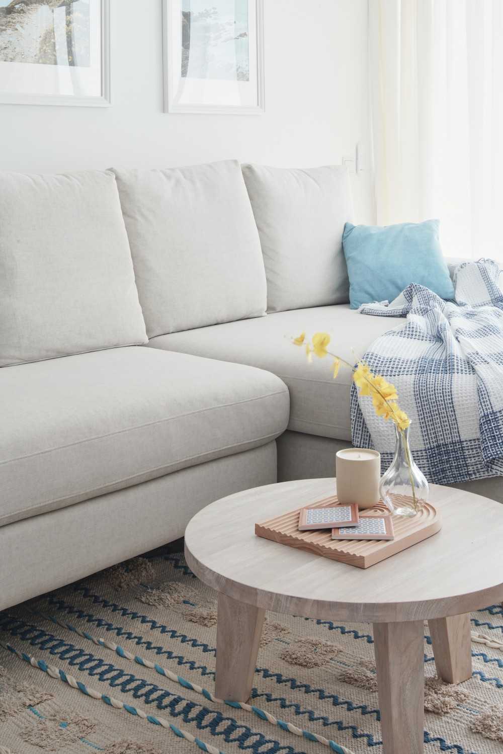Scandinavian Living Room with Carpet and Coffee Table