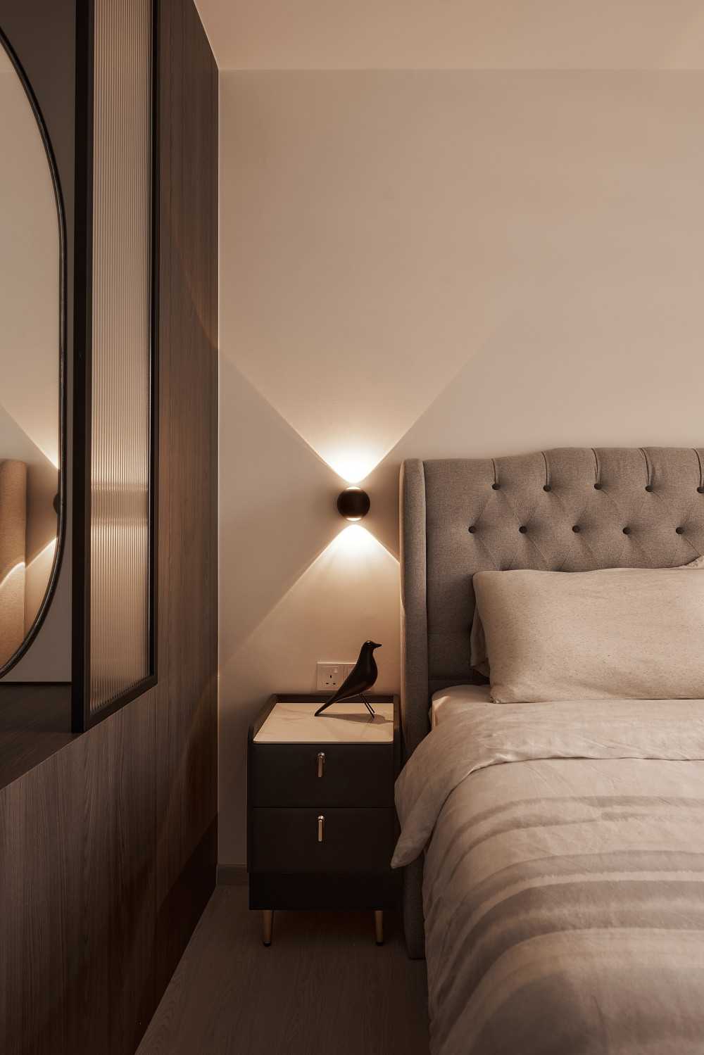 Scandinavian Bedroom with Bedside Table and Lighting