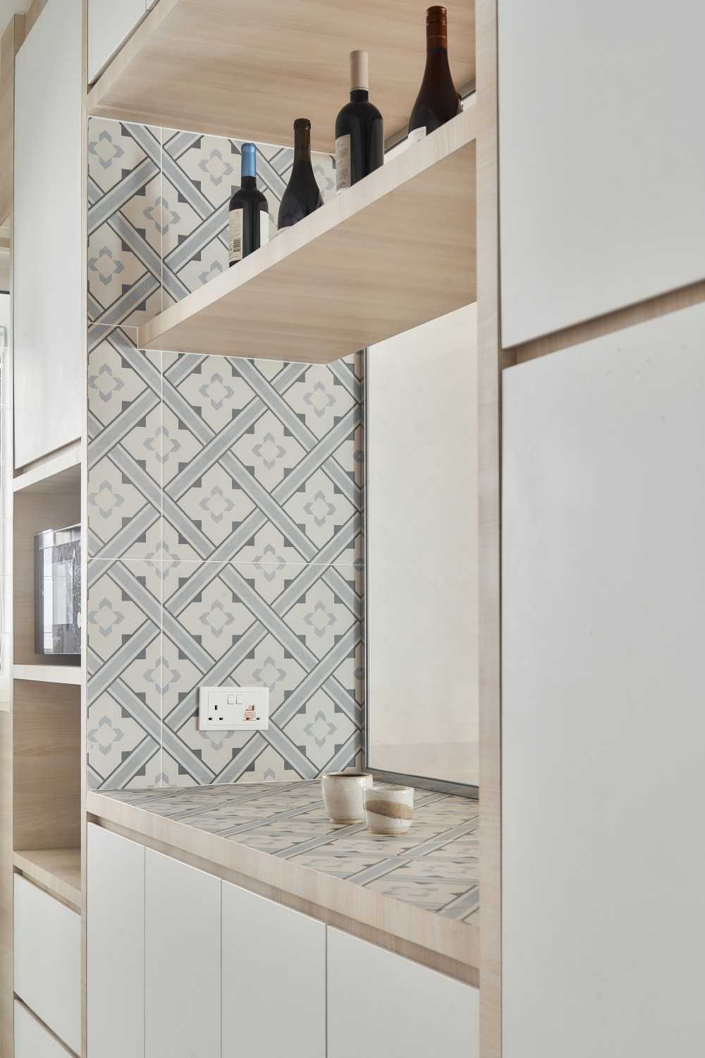 Scandinavian Kitchen with Display Cabinets and Kitchen Cabinets