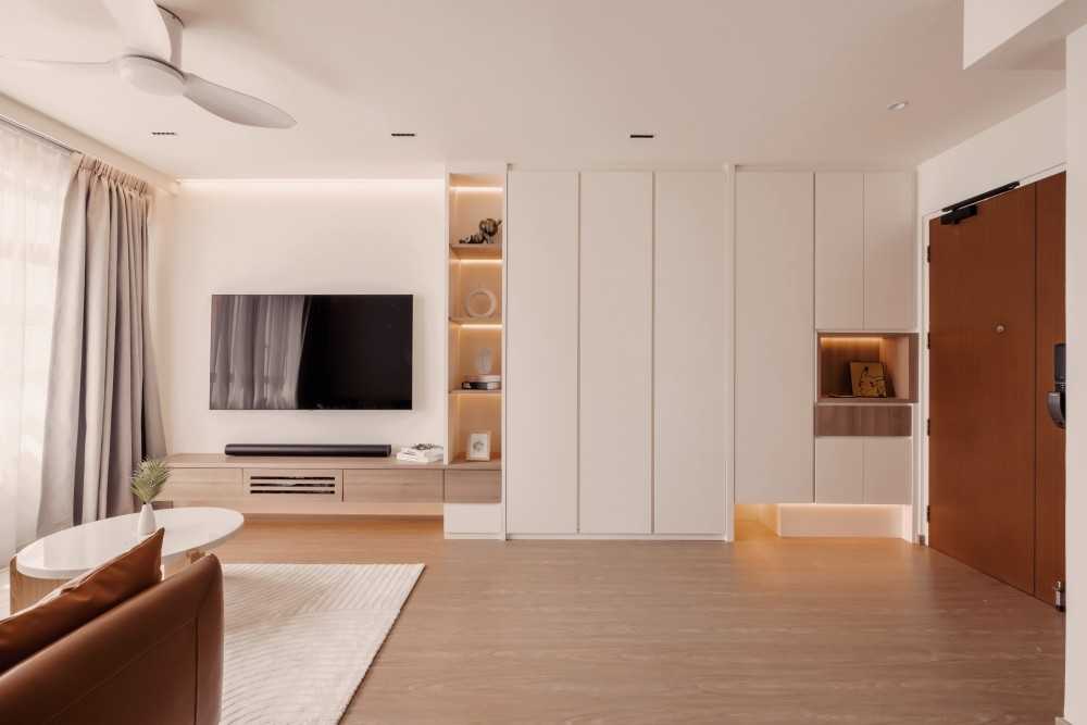 Minimalist Living Room with TV Console and Storage Cabinets