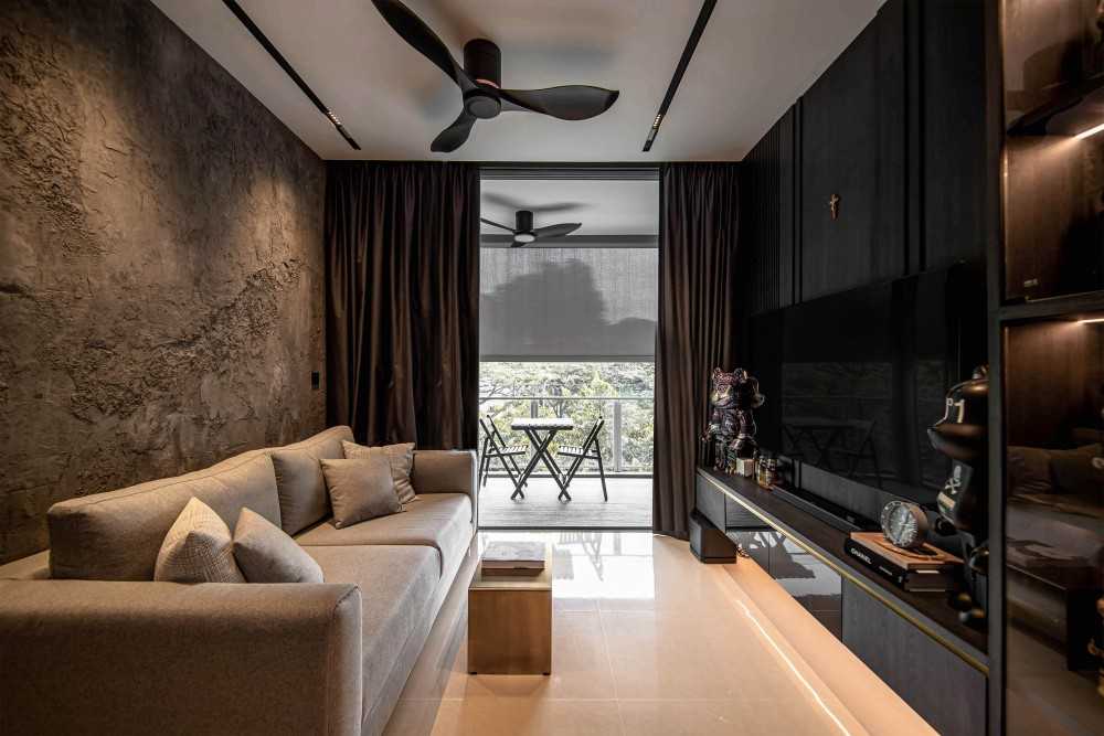 Contemporary Living Room with Feature Wall and Sofa