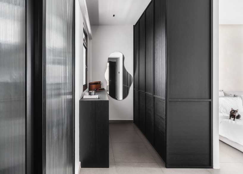 Minimalist Walk-in Wardrobe with Mirror and Wardrobe