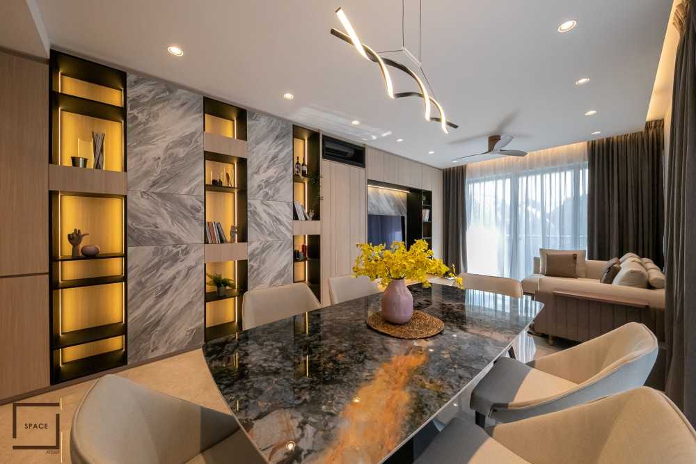Contemporary Living Room with Feature Wall and TV