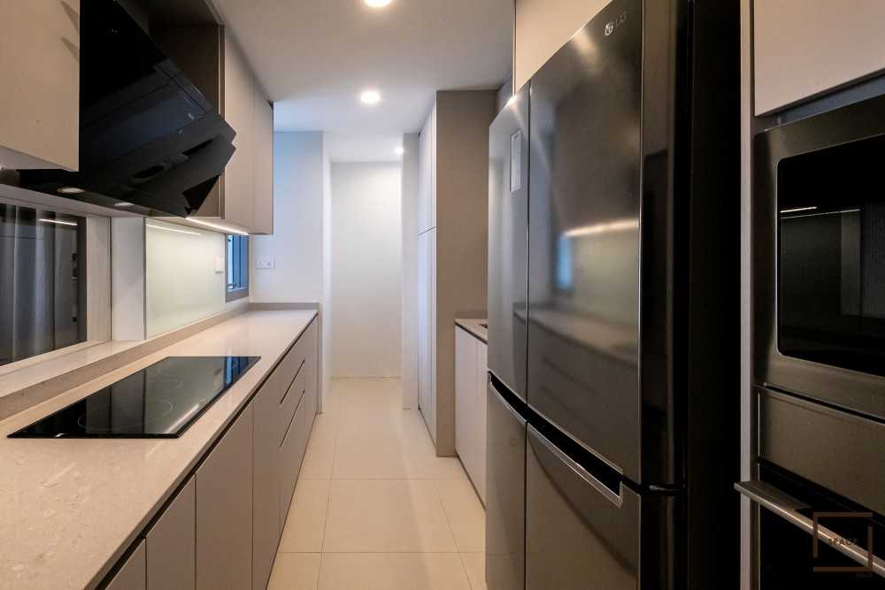 Contemporary Kitchen with Kitchen Window and Cupboard