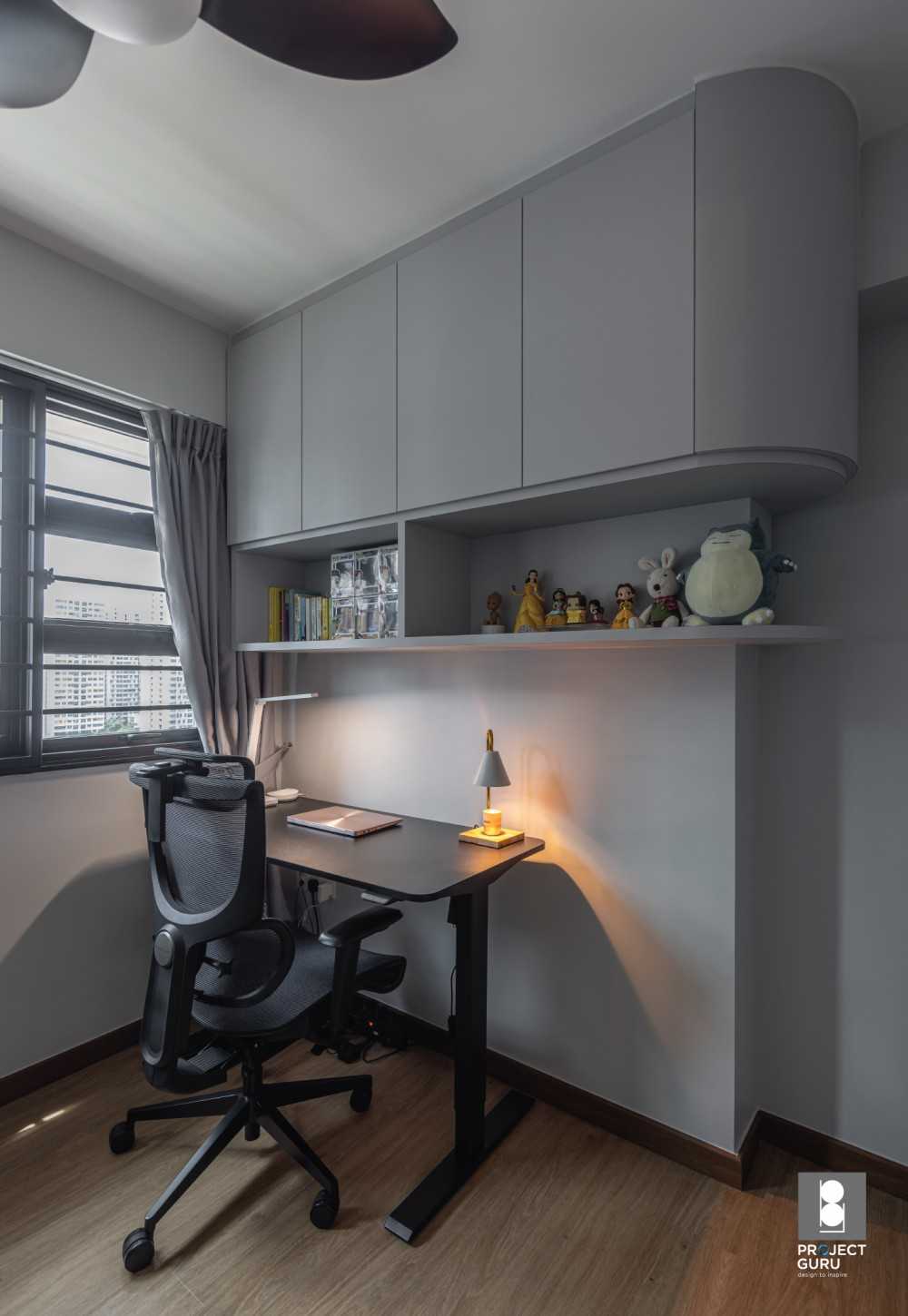 Modern Bedroom with Bookshelf and Wardrobe