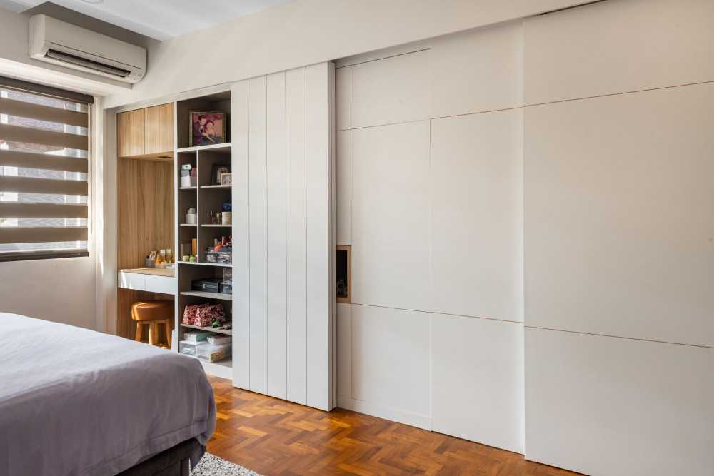 Scandinavian Bedroom with Mirror and Bay Window