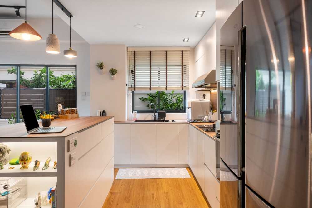 Scandinavian Kitchen with Kitchen Window and Window Grille